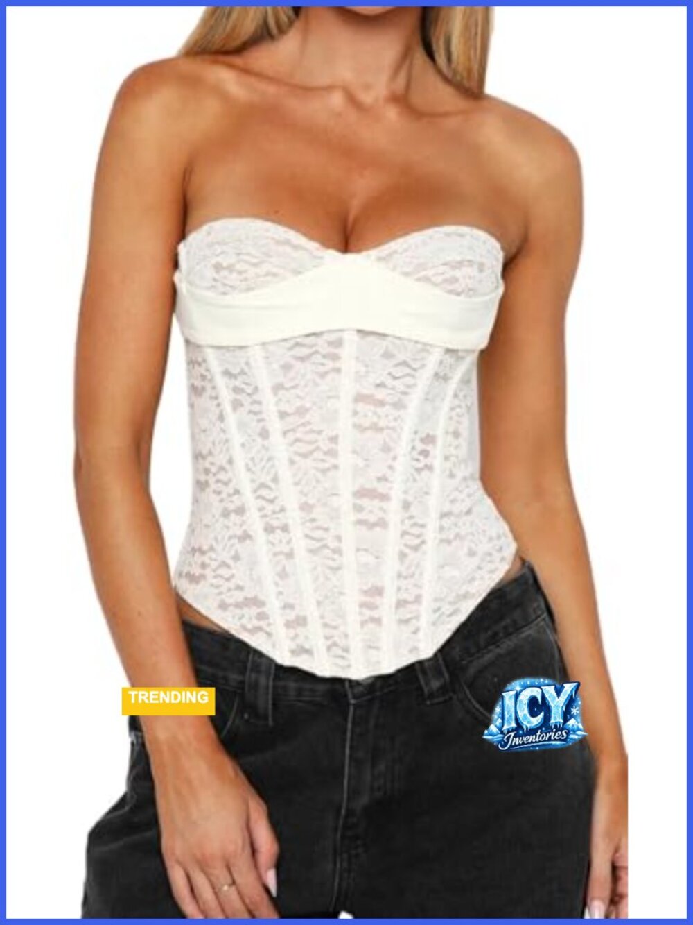 Women's Lace Cupless Corset Tank Top Boneless Corset Top for Concert Fairy